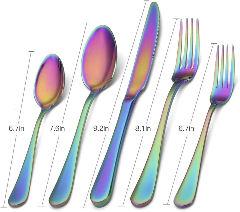 Stainless Steel Flatware Set Colorful Kitchen Utensils