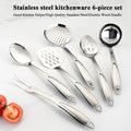 Stainless Steel Kitchen Utensils 6 PCS Spatula Skimmer Ladle Spoon Fork Set